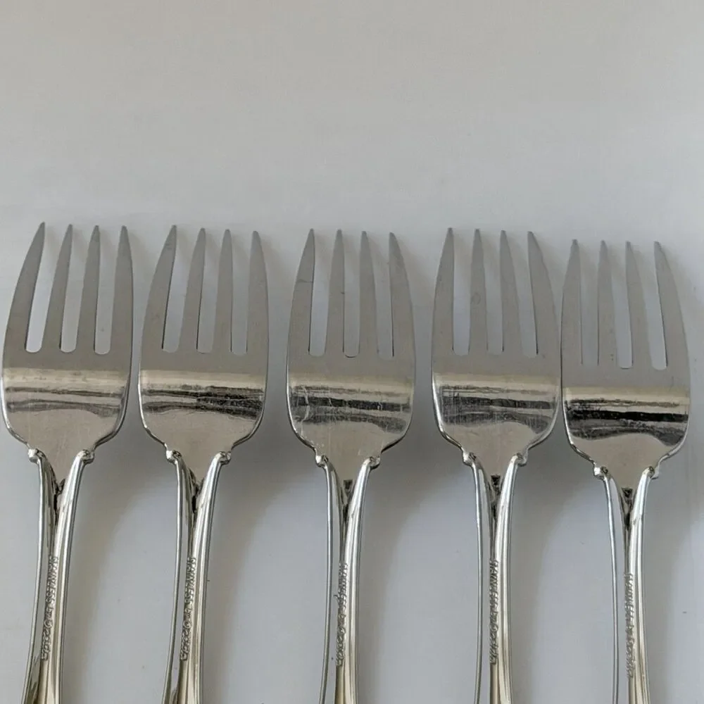 5Pc Oneida Arbor-American Harmony Dinner Forks 7 3/8” Stainless Glossy